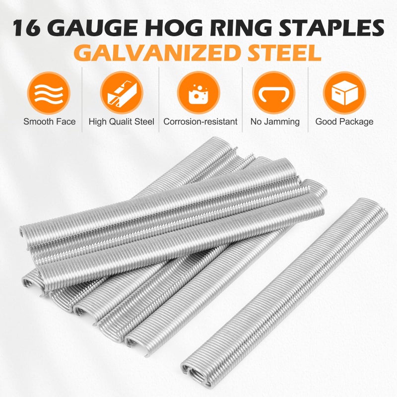 China-top Silver دبابيس كيمسينغ SC760 16 قياس 5/8'' مجلفنة على شكل حلقة C، حلقات خنزير، دبابيس سياج سلكي، مثبتات لمثبت حلقة C، أداة حلقة خنزير، كماشة حلقة C، 1000 قطعة/عبوة - Image 2